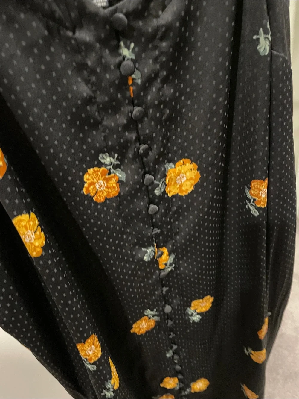 Madewell Black Slip Dress with Yellow Floral Embroidery - Picture 3 of 8